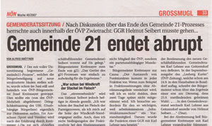 Gemeinde 21 endet abrupt