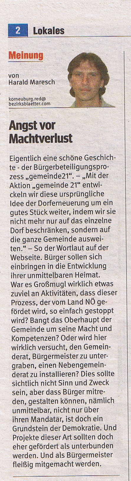Angst vor Machtverlust